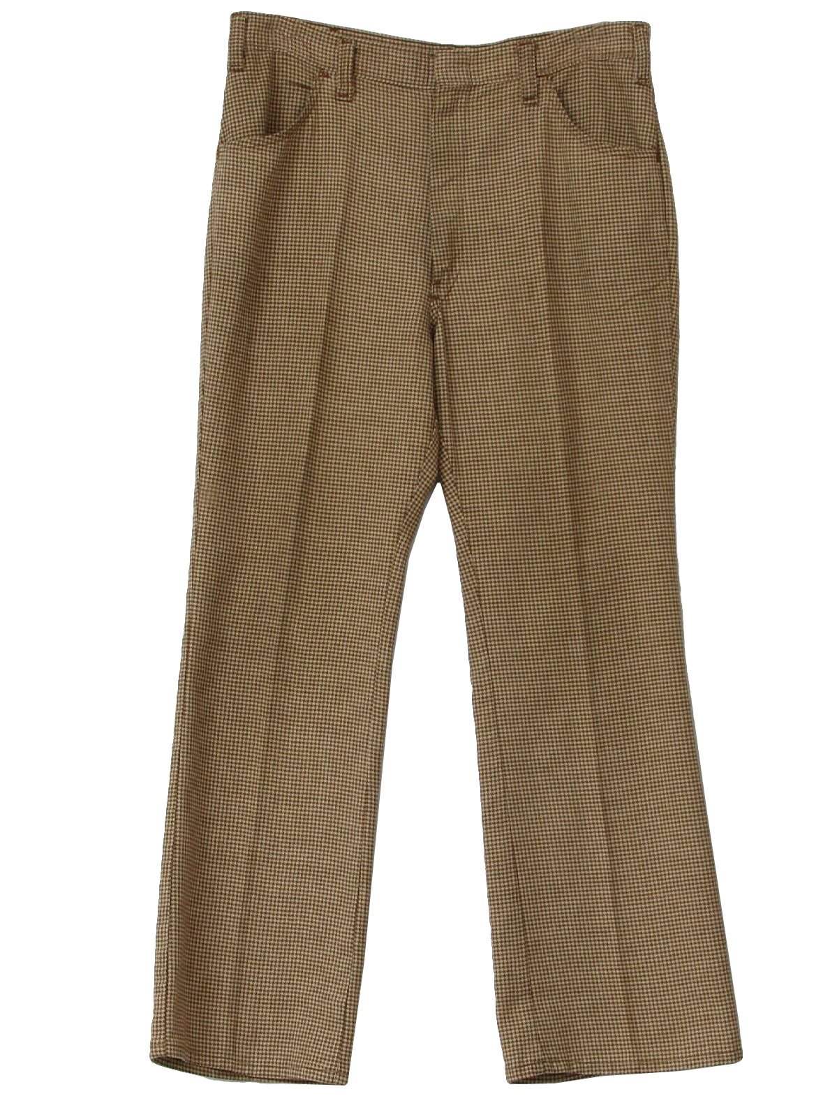 70s Retro Pants: 70s -No Label- Mens tan and dark brown checkered ...