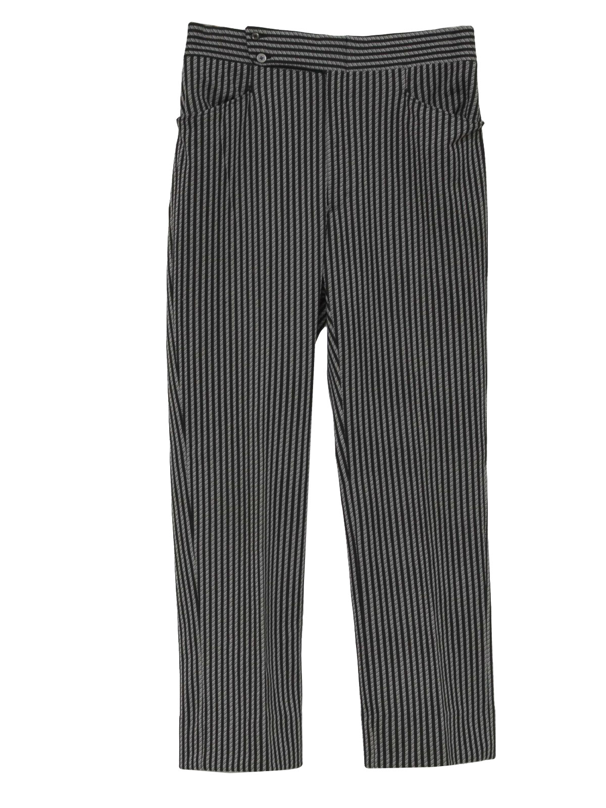 Vintage Haggar 1970s Pants: 70s -Haggar- Mens black and white striped ...