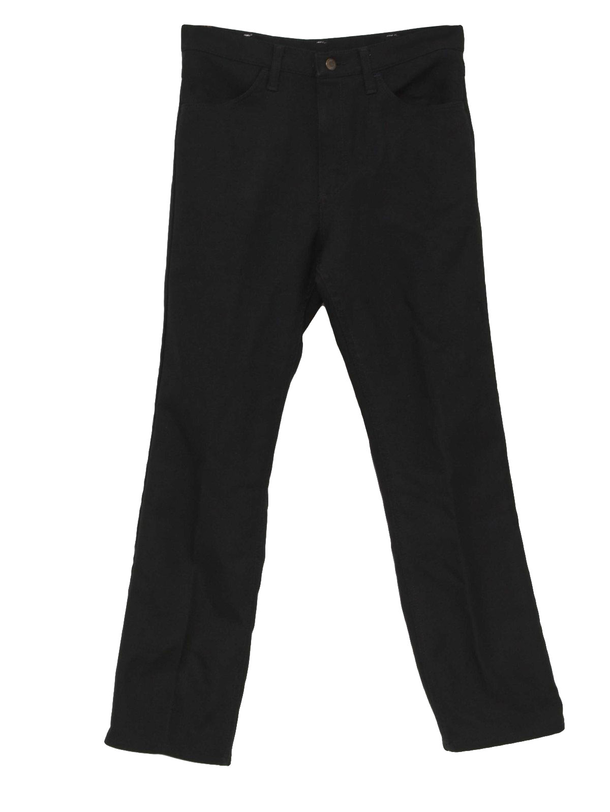 Retro 1970s Pants: 70s -Wrangler- Mens black straight leg polyester ...