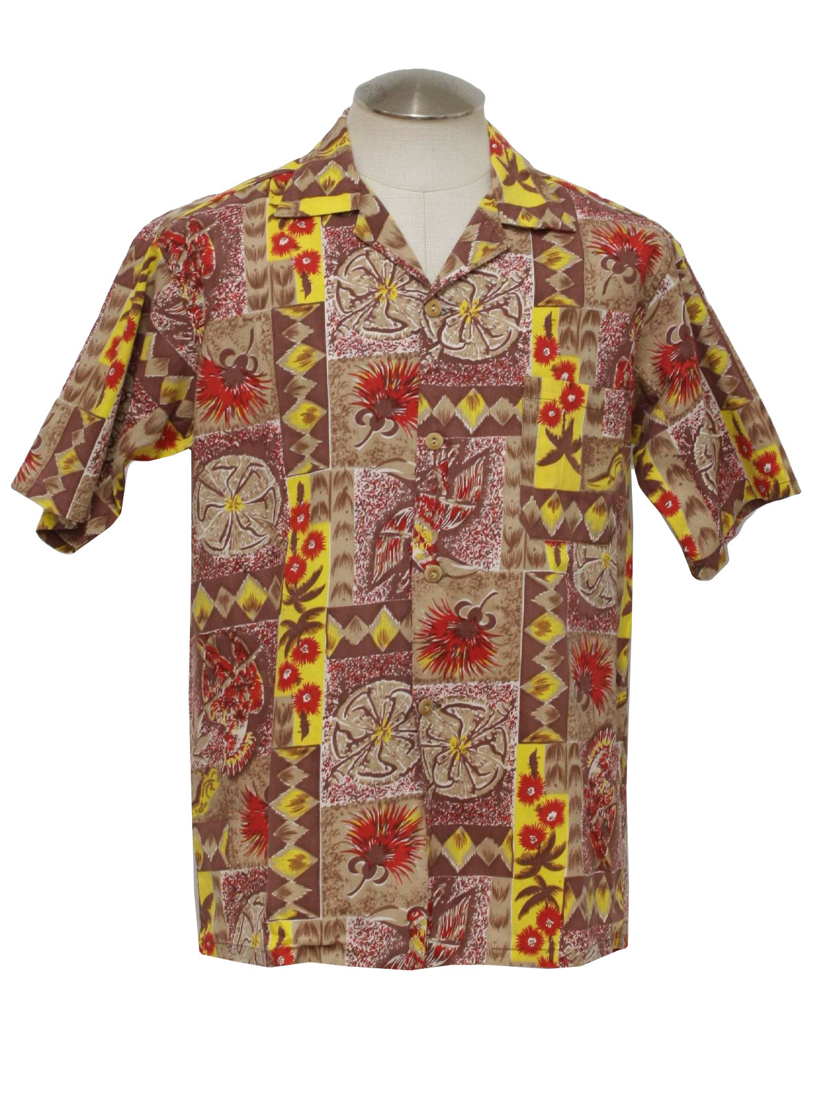 Retro 1960's Hawaiian Shirt (Hookano) : Early60s -Hookano- Mens white ...