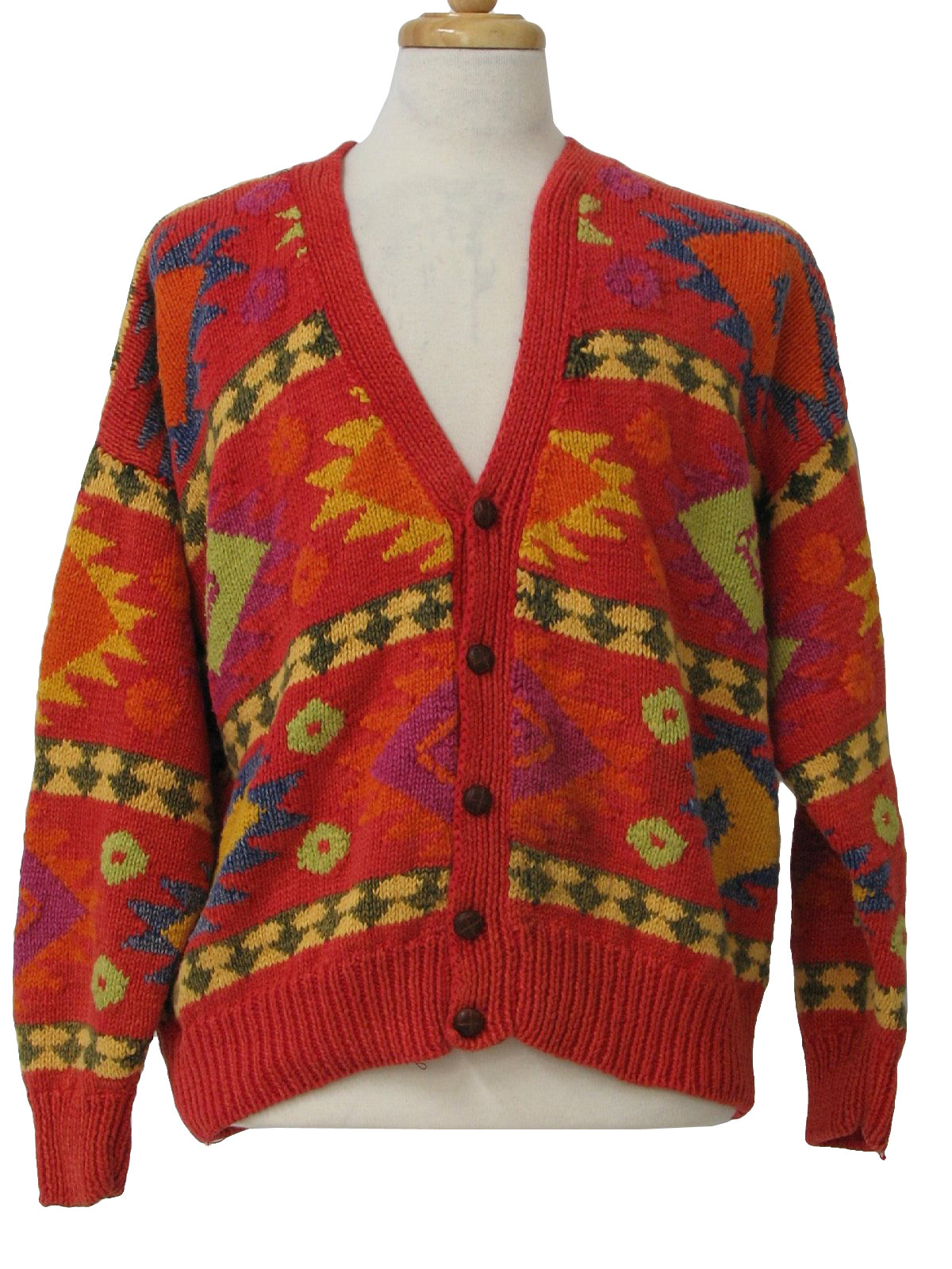 1980s Structure Caridgan Sweater: 80s -Structure- Mens red, orange ...