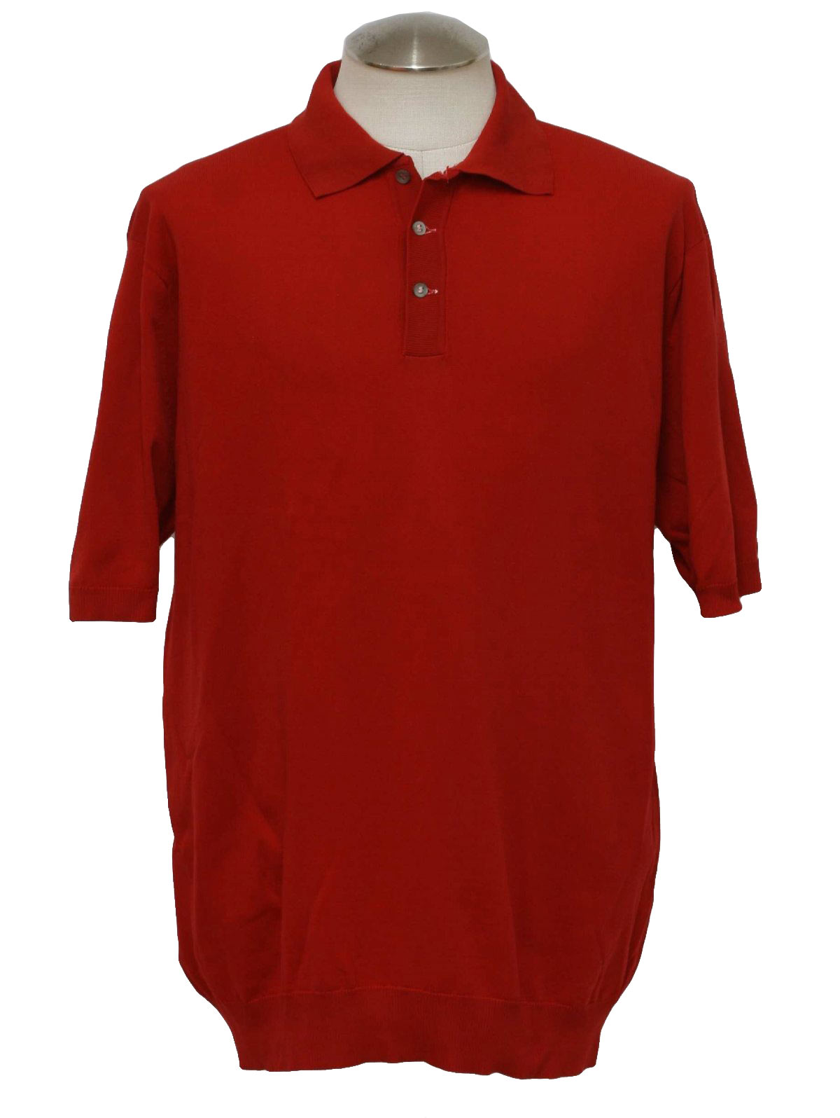 Retro 1950s Knit Shirt: Late 50s -Kenwyn Ban Lon- Mens red nylon knit ...