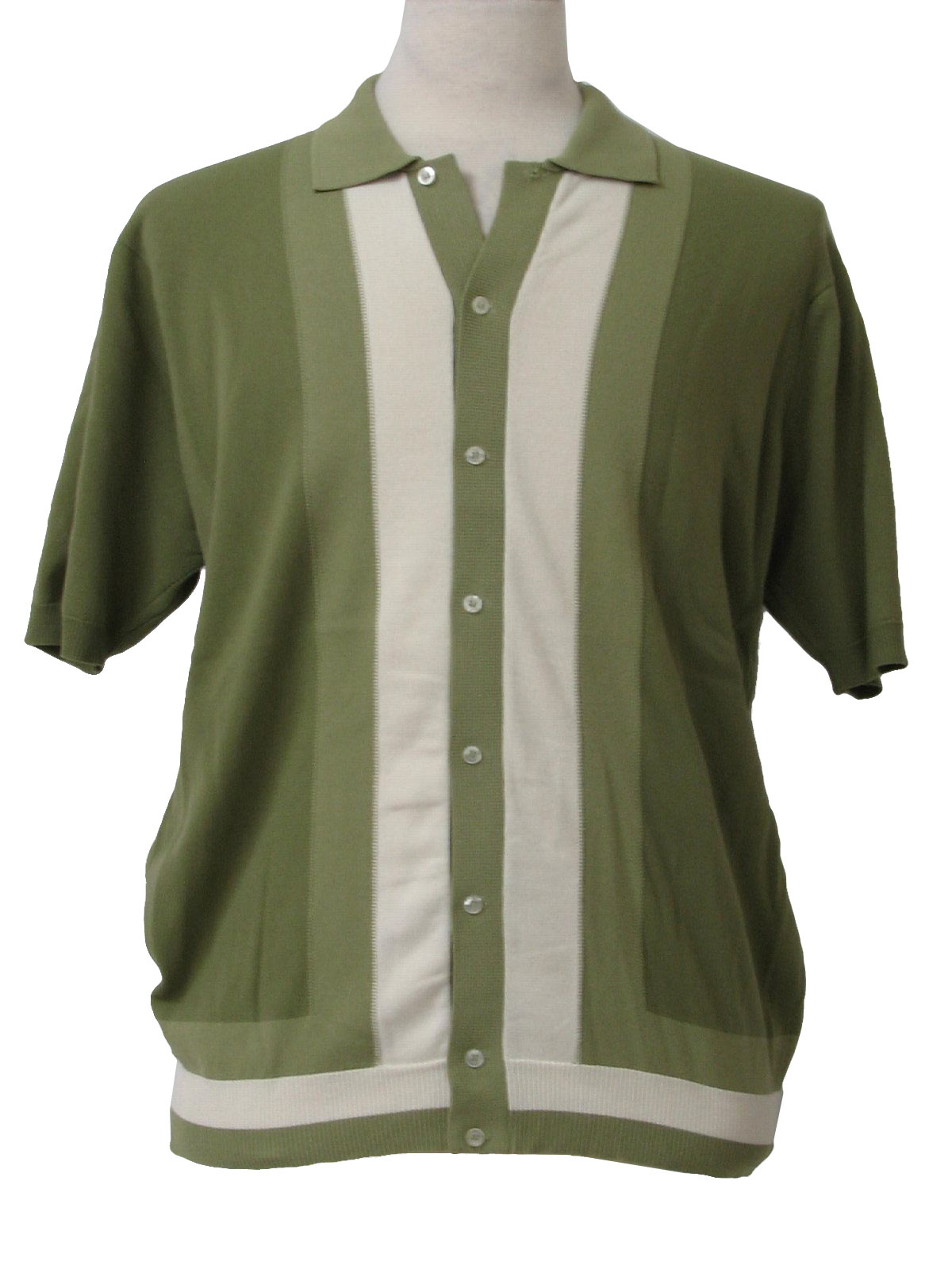 1950's Retro Knit Shirt: Late50s -No Label- Mens white, sea green ...