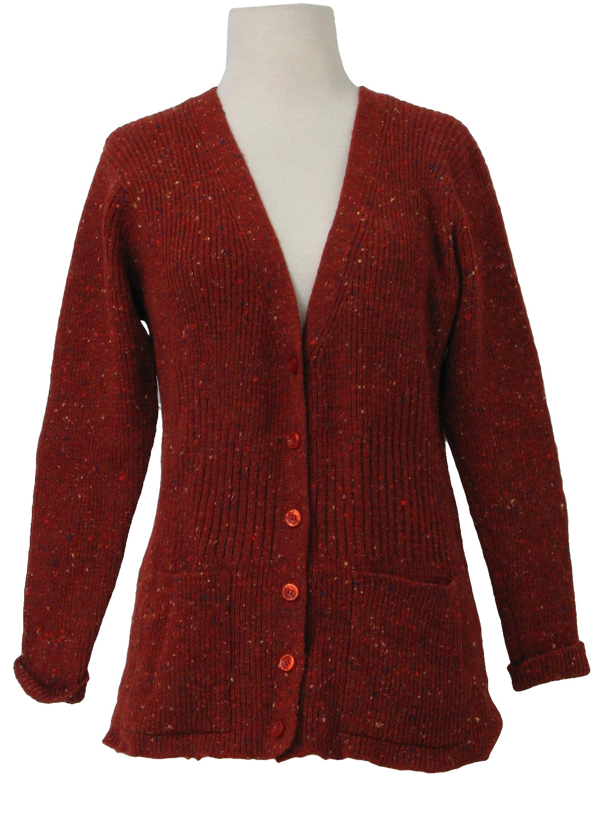 70s Vintage Rosanna Caridgan Sweater: 70s -Rosanna- Womens dark rust ...