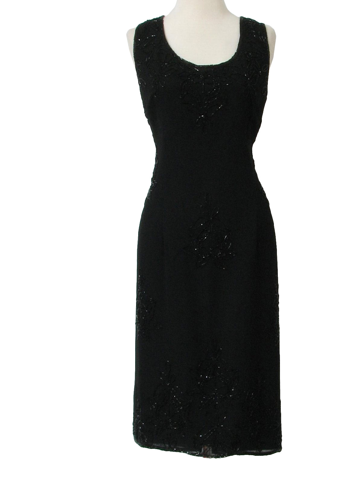 Vintage 1990's Cocktail Dress: 90s -JMD- Womens black polyester mid ...