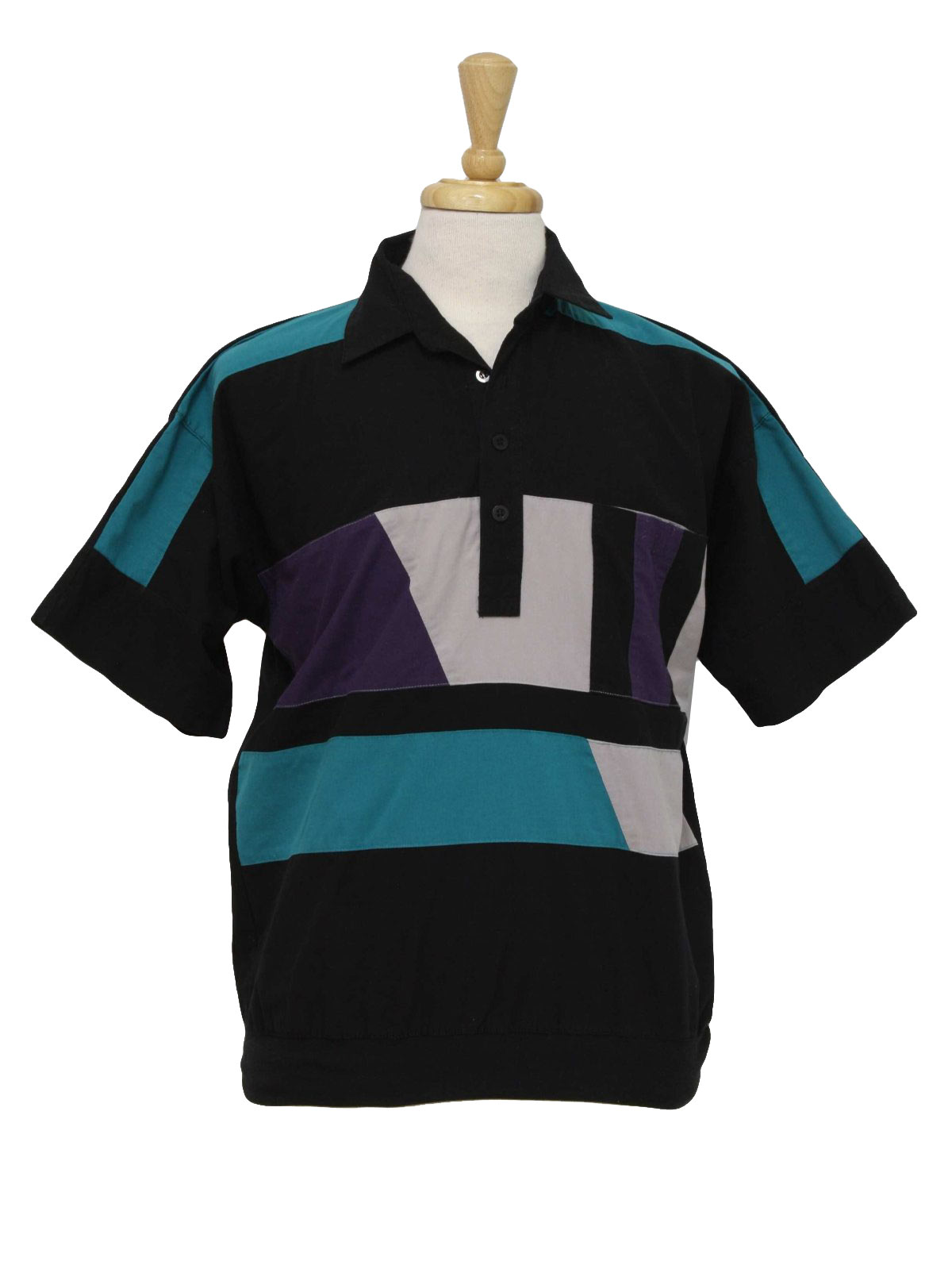 Block 80's Vintage Shirt: 80s -Block- Mens black, teal green, violet ...