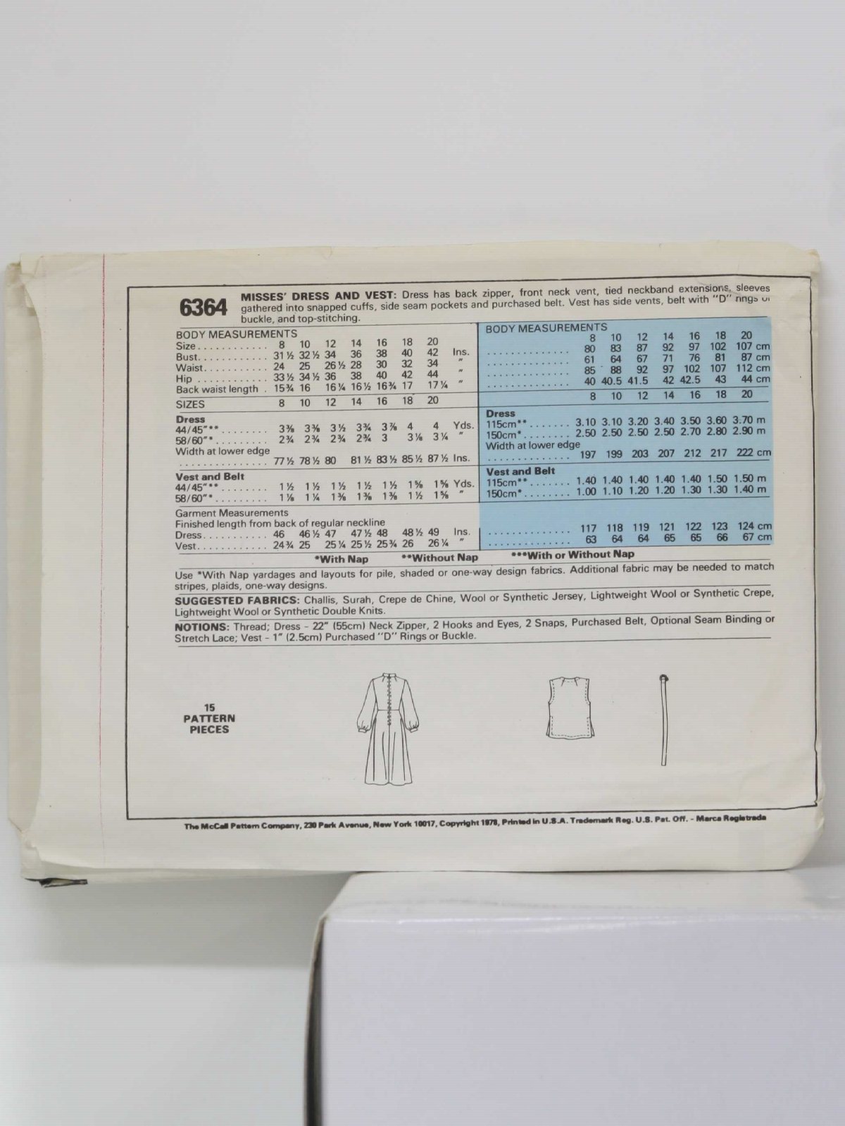 1970s Vintage Sewing Pattern: 70s -McCalls No.6364- Womens