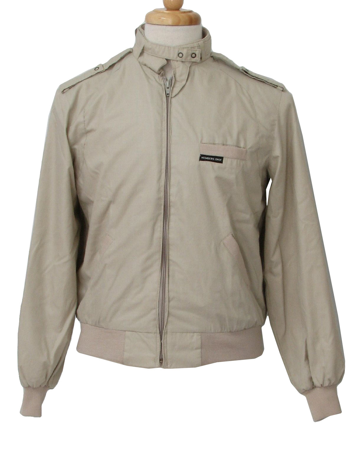80s Retro Jacket: 80s -Members Only- Mens or boys light tan cotton and ...