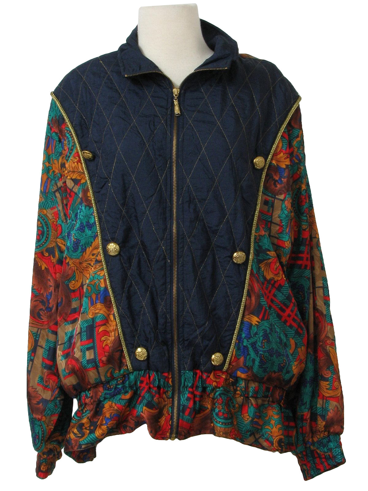 80's Vintage Jacket: Late80s -Lavon- Womens dark blue, gold, green, red ...