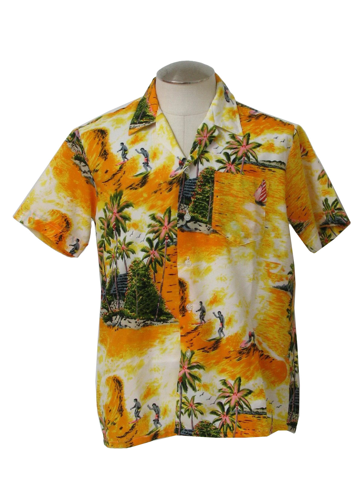 1980's Vintage G. Pellini Hawaiian Shirt: 80s -G. Pellini- Mens white ...
