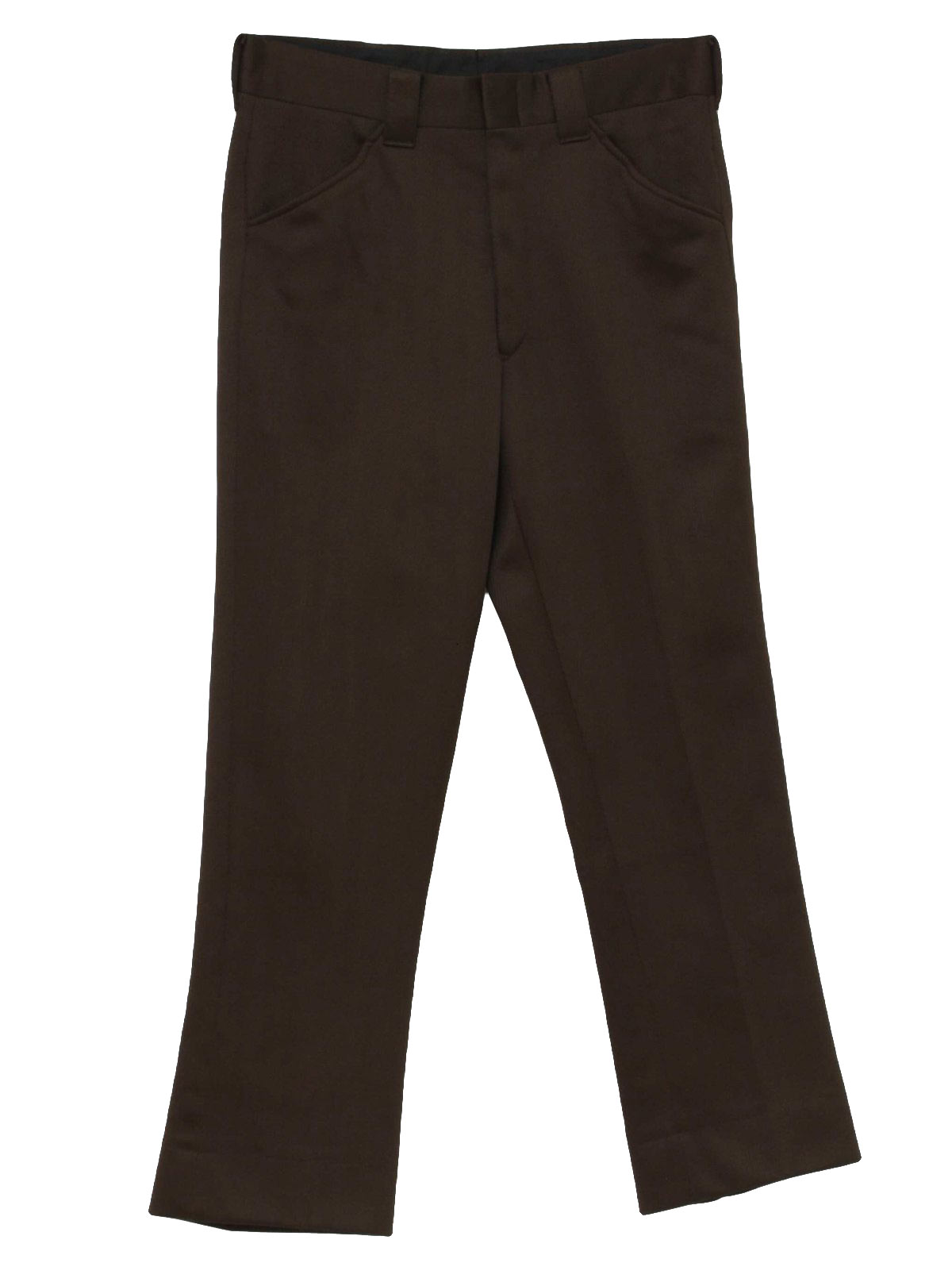 Retro 70's Pants: 70s -No Label- Mens dark brown knit slightly flared ...