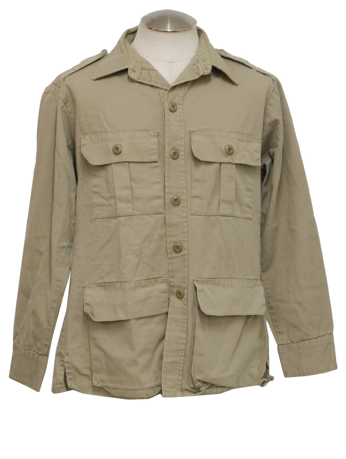 1970s Gung Ho Jacket: 70s -Gung Ho- cream cotton long sleeve button ...
