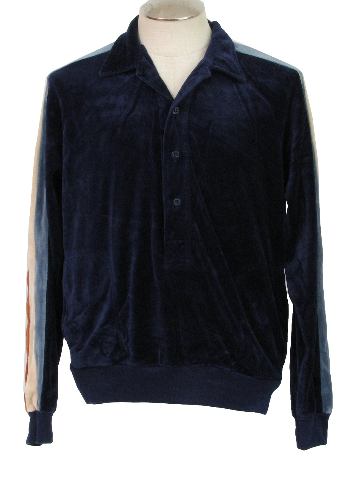 Vintage 1980's Velour Shirt: Early80s -Chemise Et Cie- Mens navy blue ...