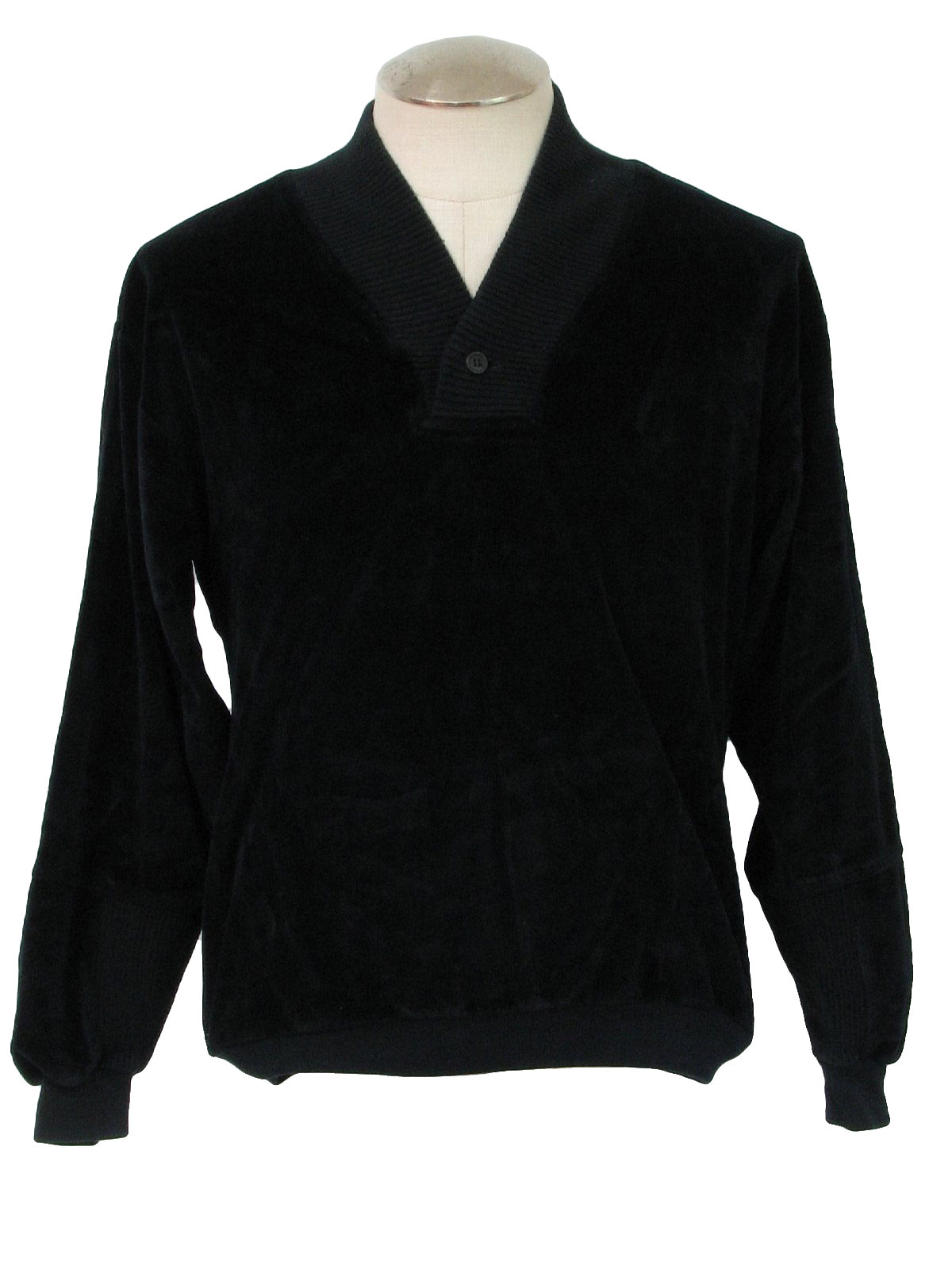 1980's Velour Shirt (Mervyns): 80s -Mervyns- Mens black cotton ...