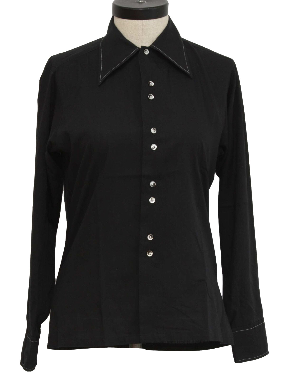 1970's Vintage Rob Roy Disco Shirt: 70s -Rob Roy- Womens black, blended ...