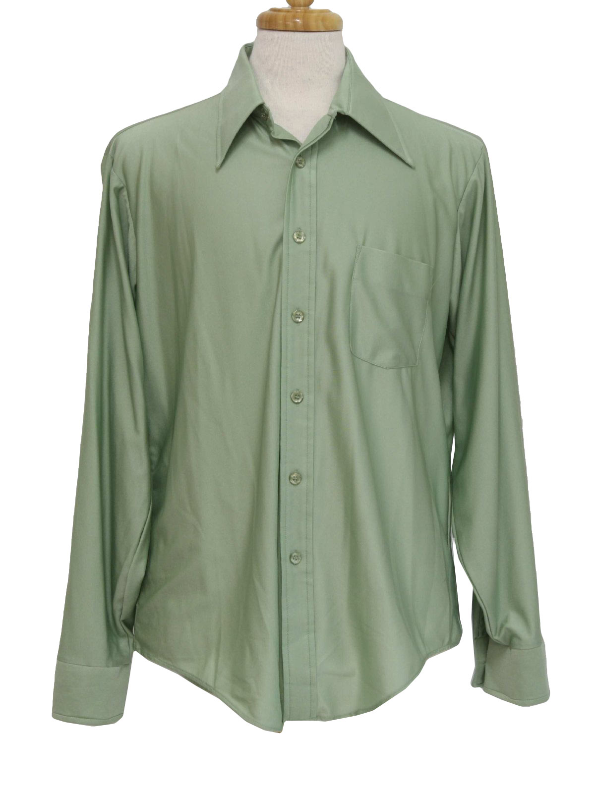 1970's Vintage Manhattan Disco Shirt: 70s -Manhattan- Mens moss green ...
