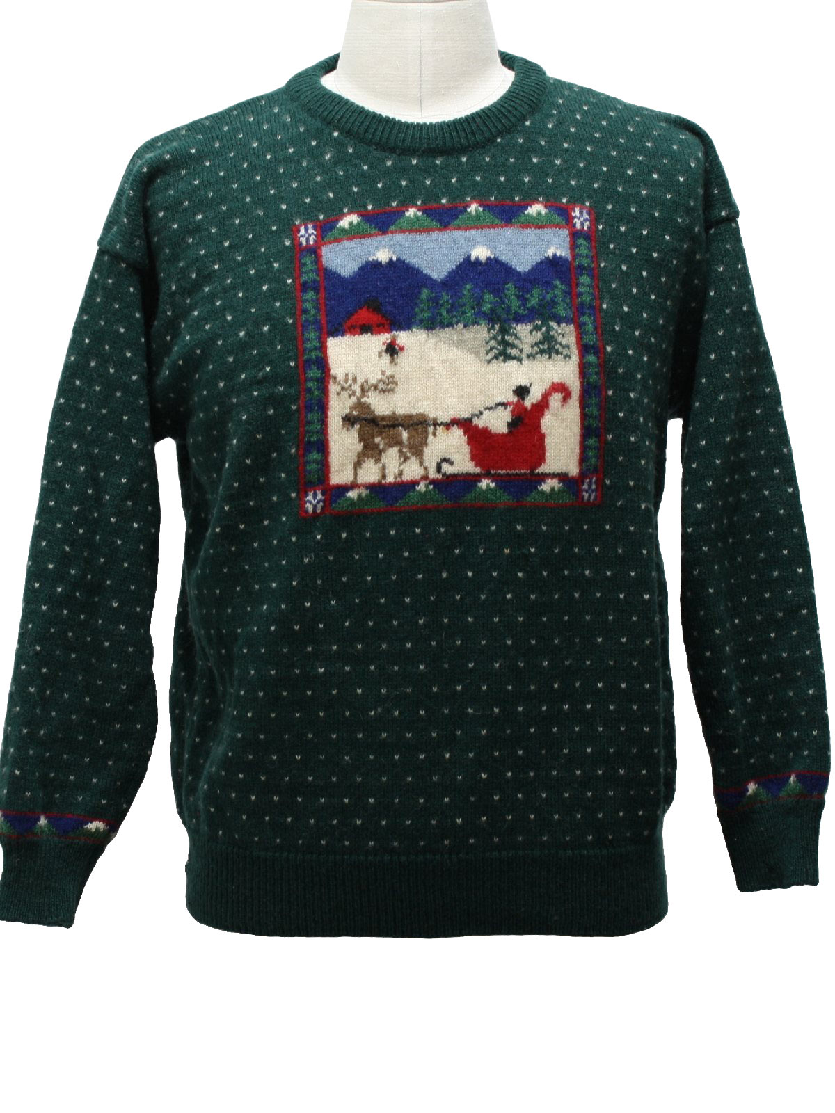 Mens Ugly Christmas Sweater: -Eddie Bauer- Mens forest green wool ...