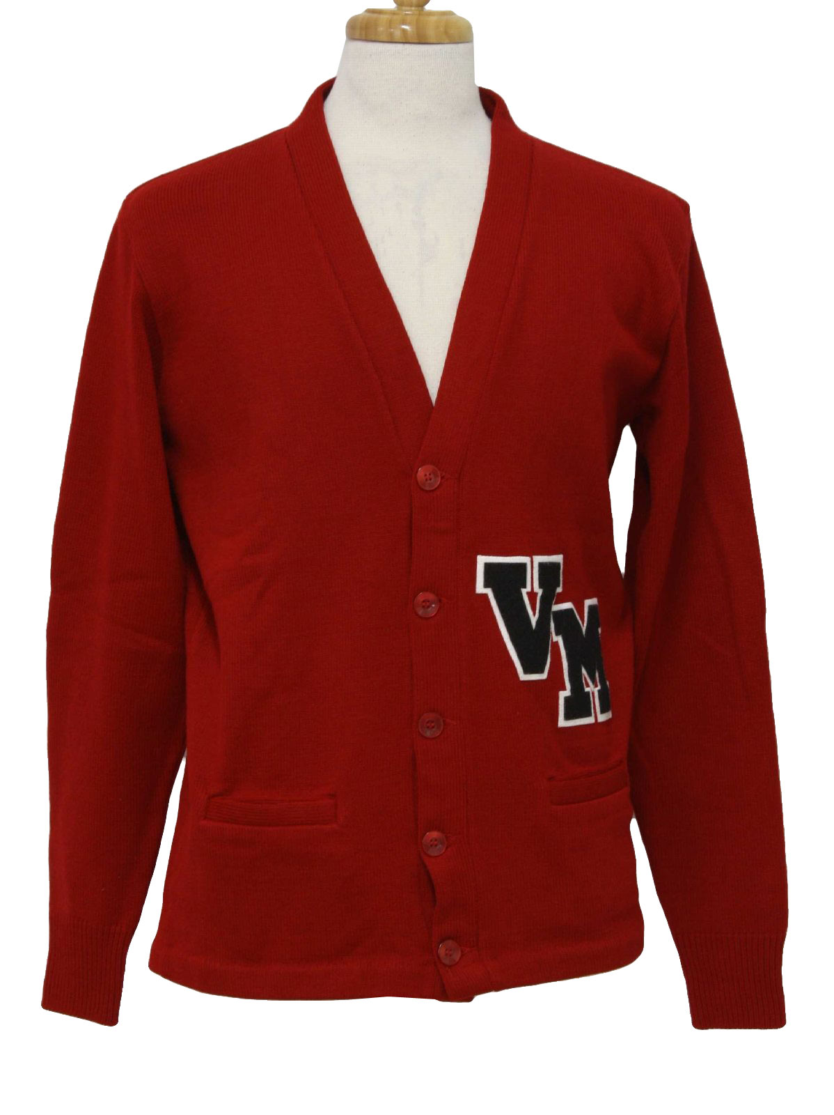 1970's Vintage SAI Caridgan Sweater: 70s -SAI- Mens carmine red long ...
