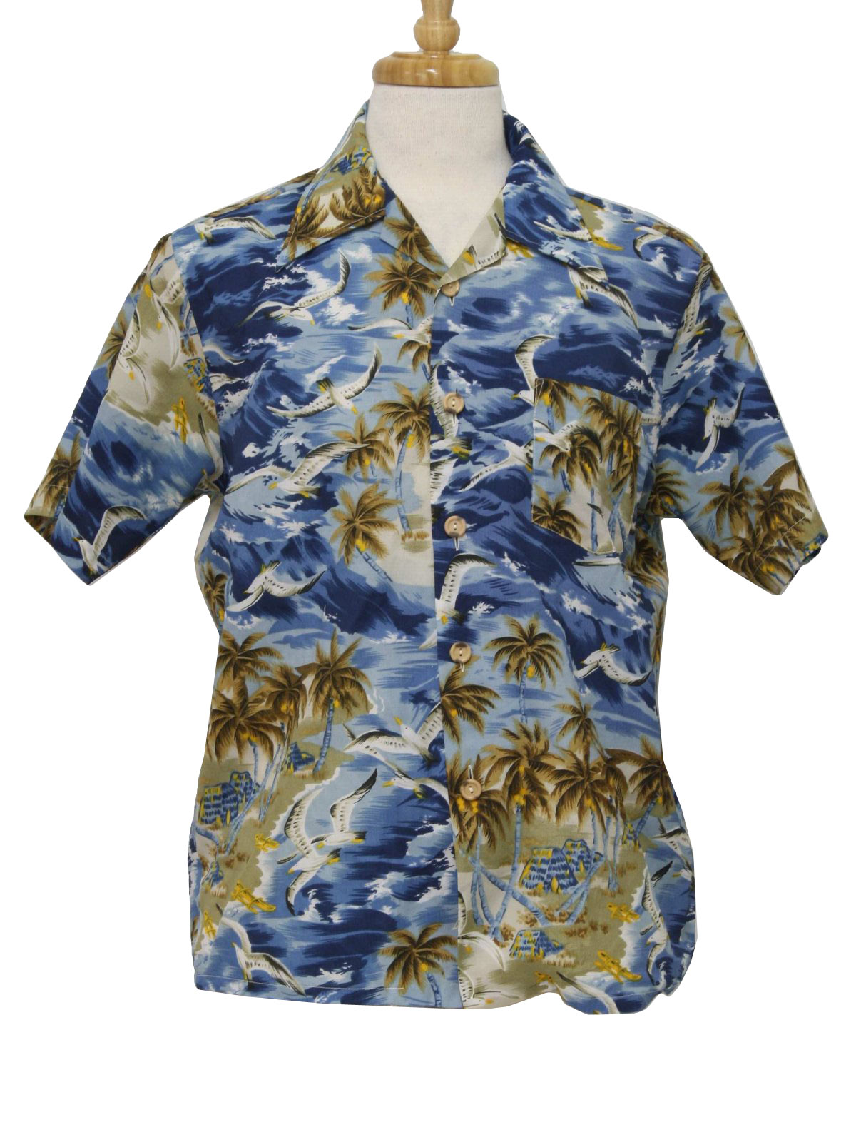 Vintage 1970's Hawaiian Shirt: 70s -Aloha- Mens white, black, dark ...