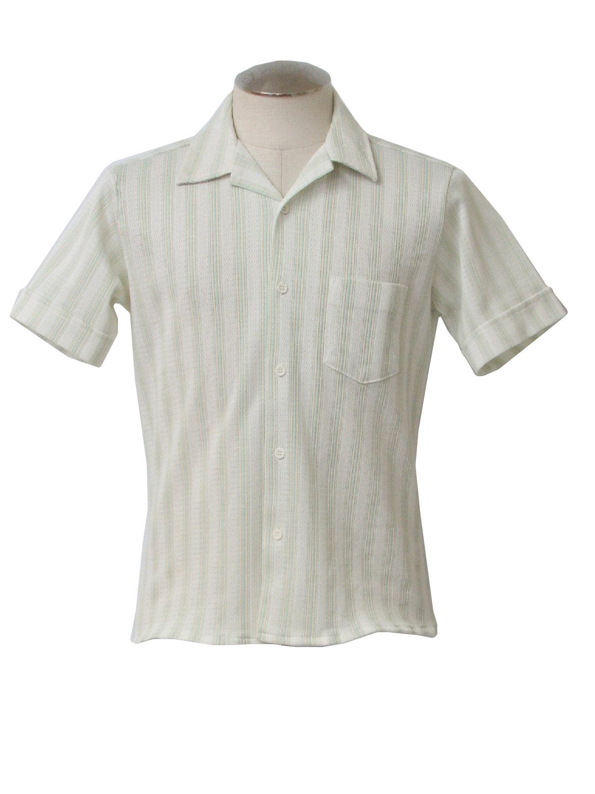 Sears Seventies Vintage Shirt: 70s -Sears- Mens white, cream and pastel ...