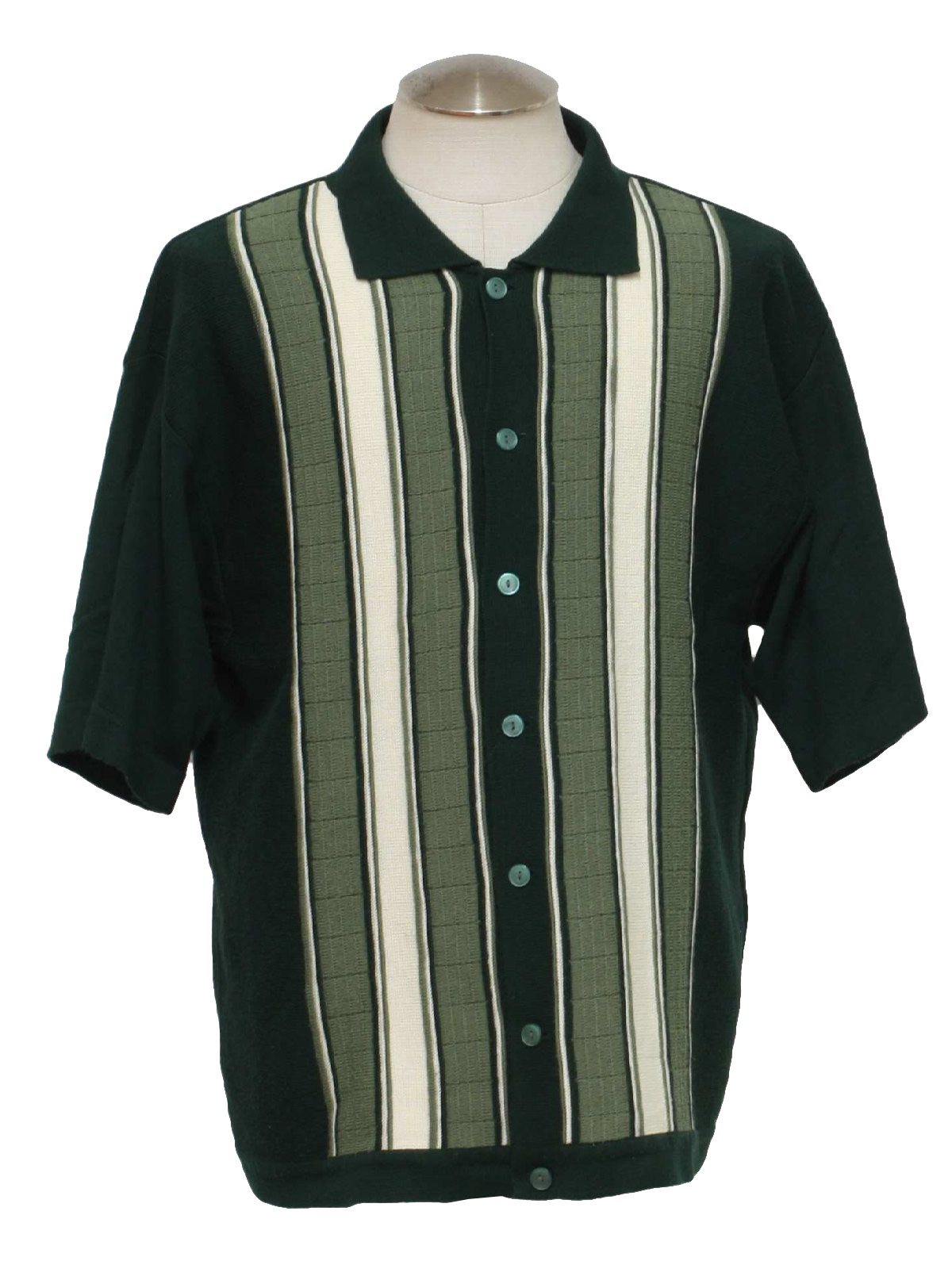 1980's Vintage Kennington Knit Shirt: 80s -Kennington- Mens forest