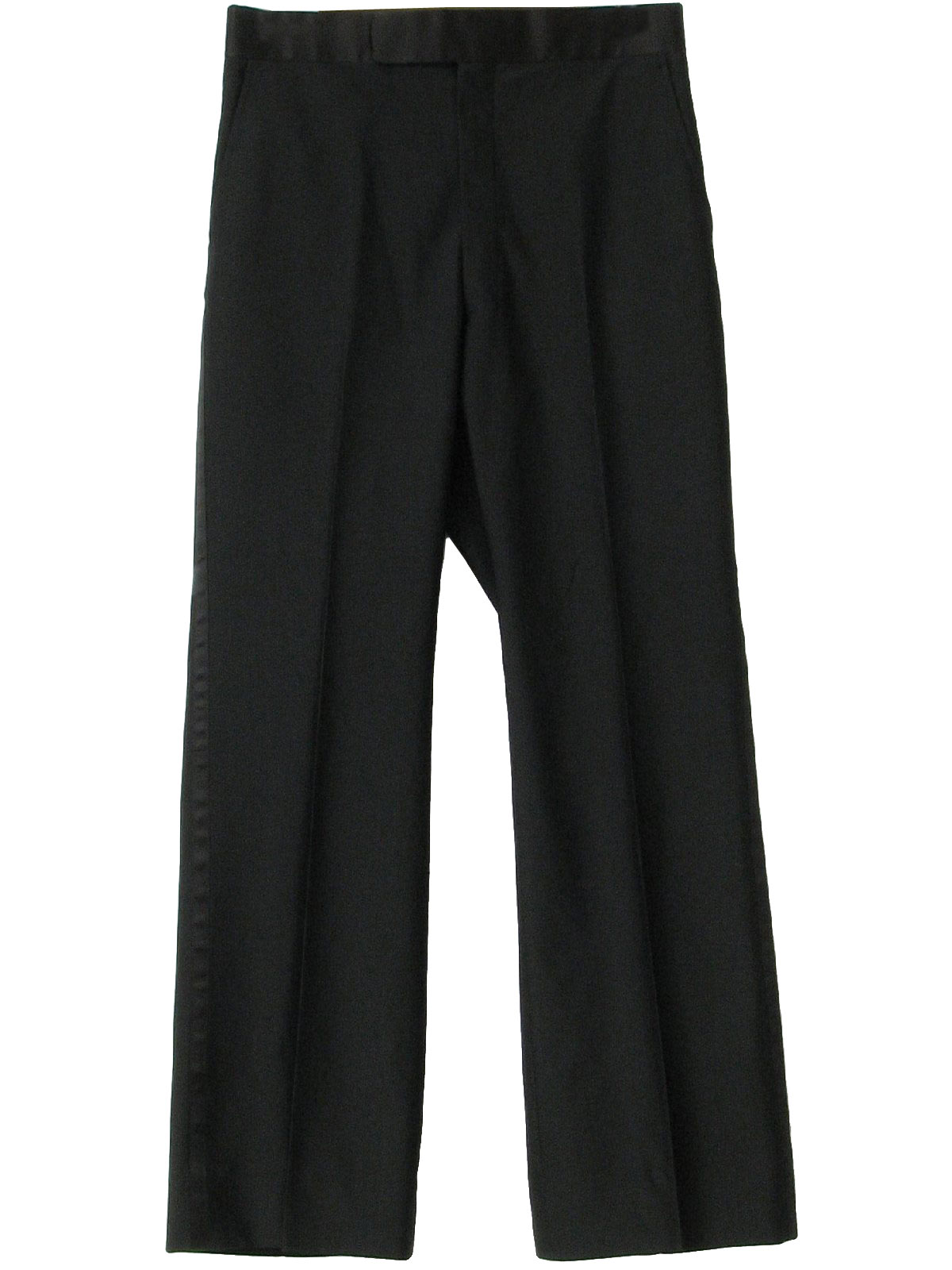 Vintage 1970's Pants: 70s -No Label- Mens black polyester wool blend ...