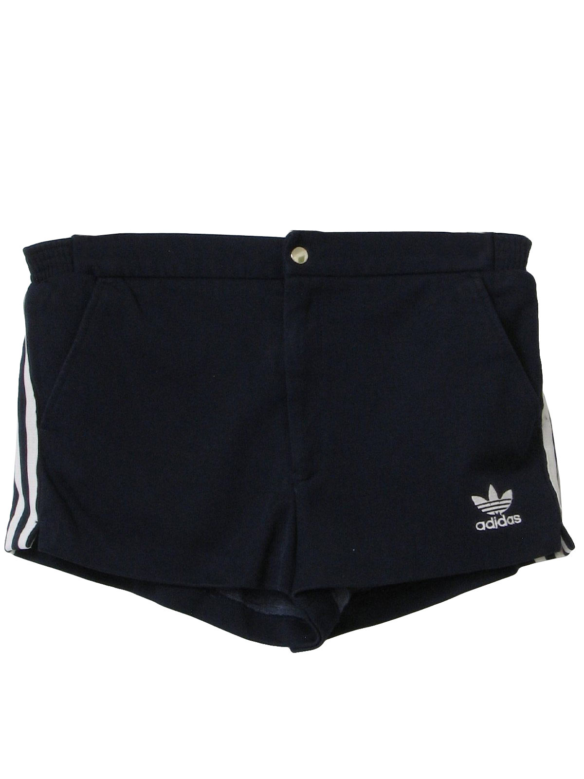 1980's Retro Shorts: 80s -Adidas- Mens dark blue polyester elastic ...