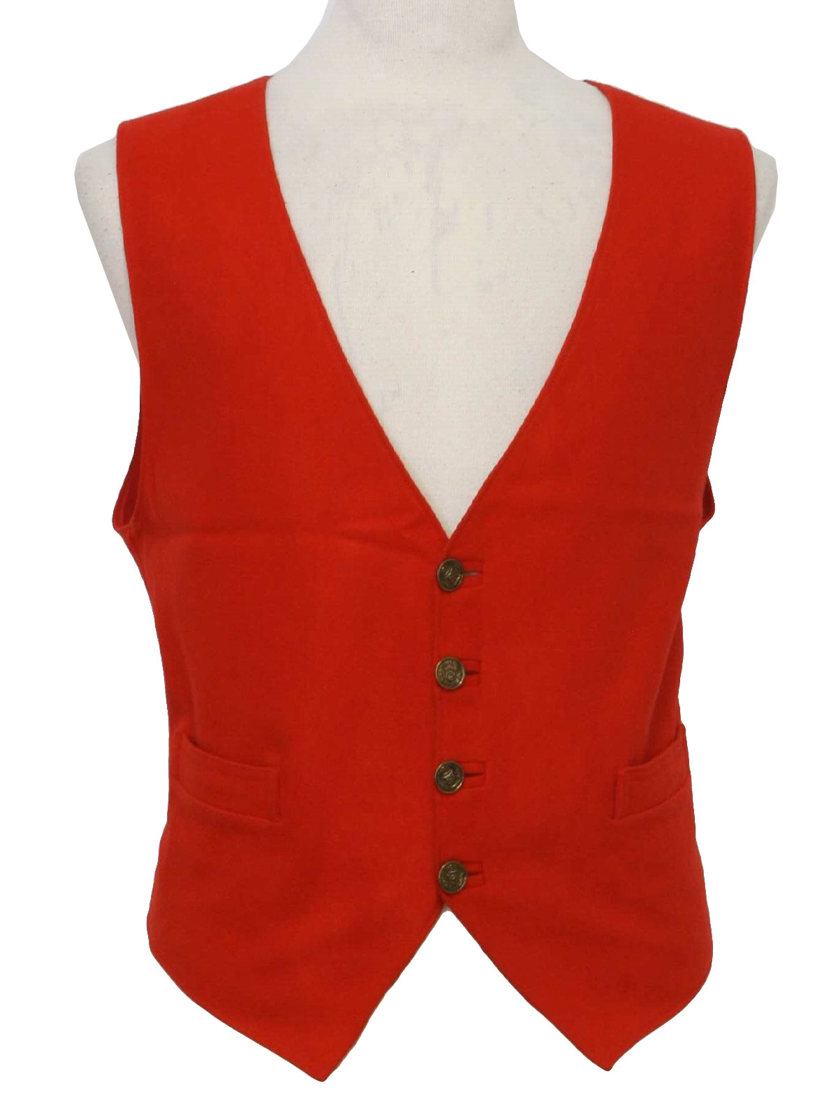 Retro 1960's Vest: Early 60s -No Label- Mens red wool flannel Ivy ...