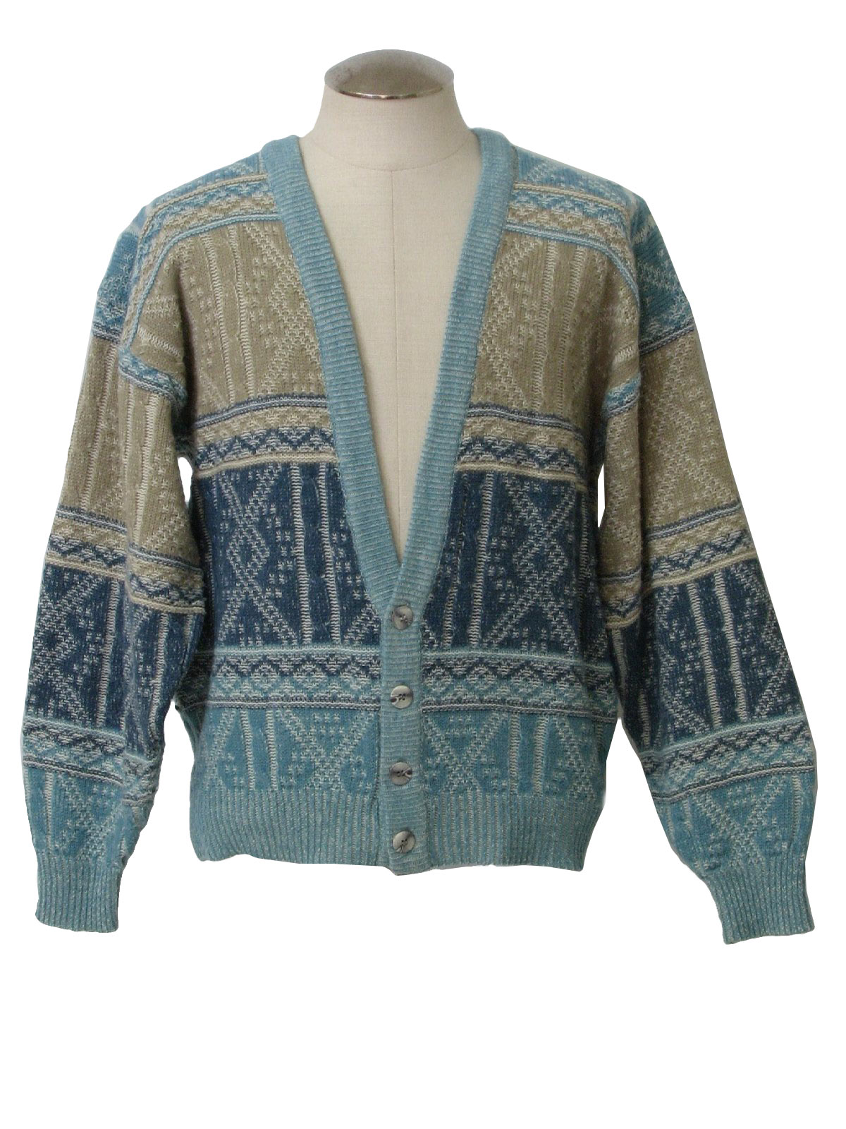 Eighties Saturdays Sweater: 80s -Saturdays- Mens turquoise, dusty blue ...