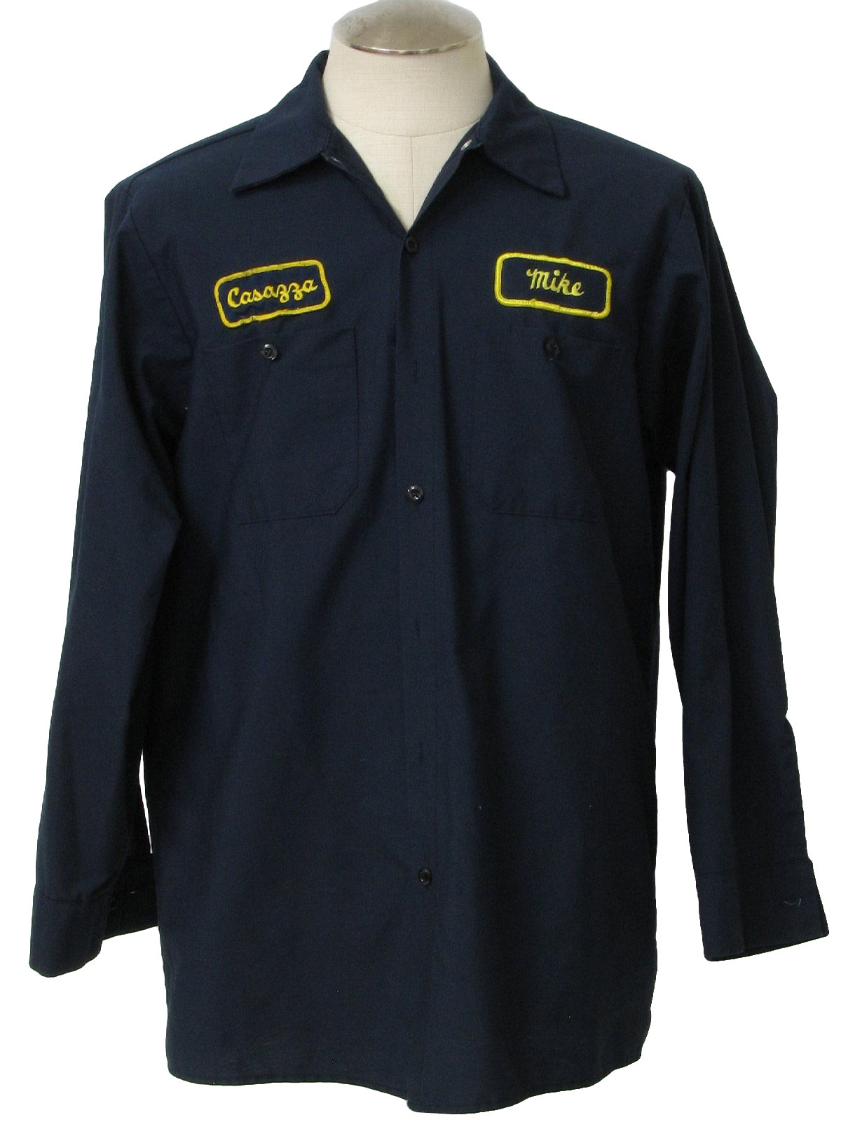 Retro 1980s Shirt: 80s -Aratex- Mens navy blue polyester cotton poplin ...