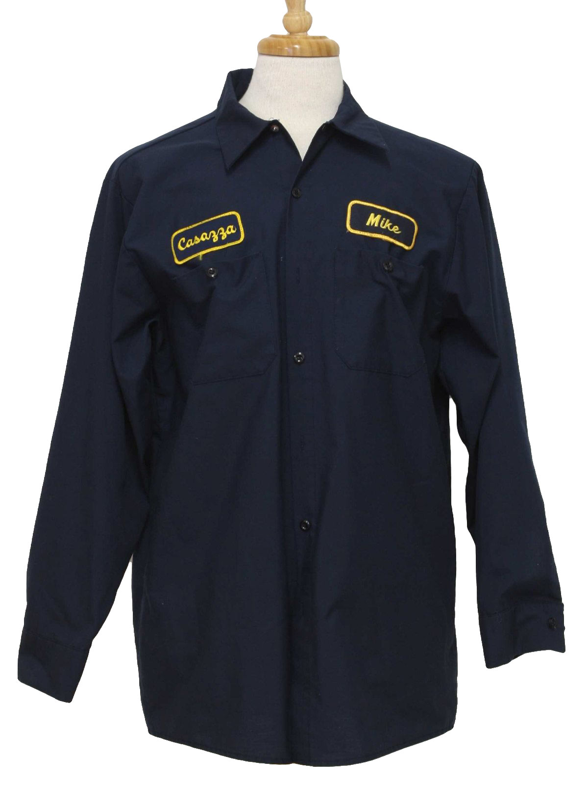 1980's Retro Shirt: 80s -Aratex- Mens navy blue polyester cotton poplin ...