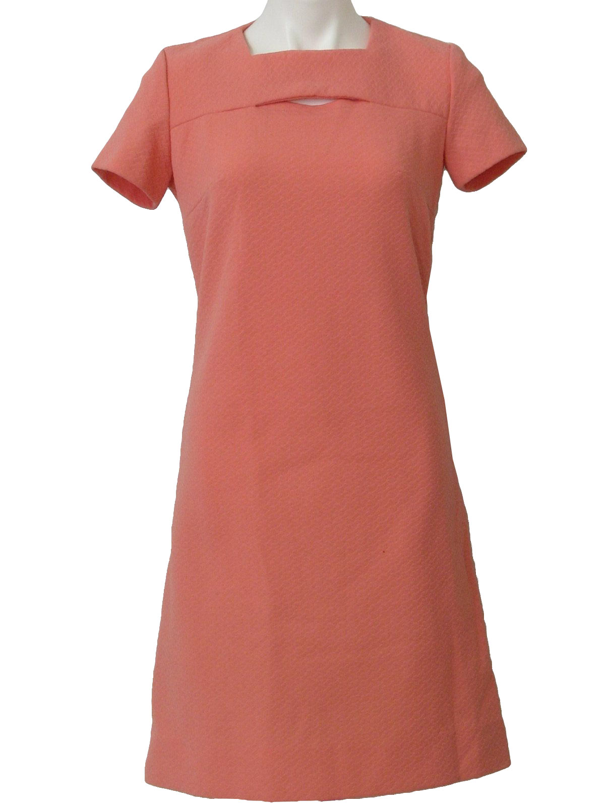 1970's Retro Dress: 70s -Norman Wiatt Knits- Womens pink herringbone ...
