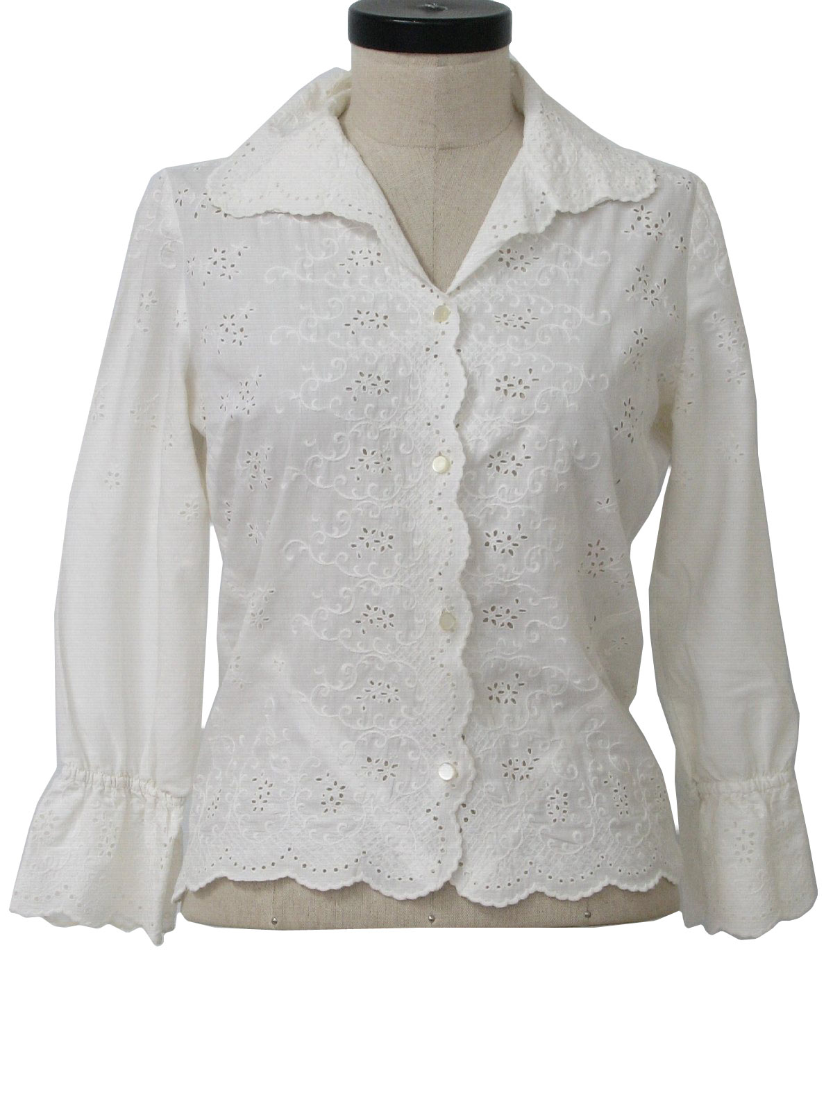 60's Styled by Terry Shirt: 60s -Styled by Terry- Womens white eyelet ...