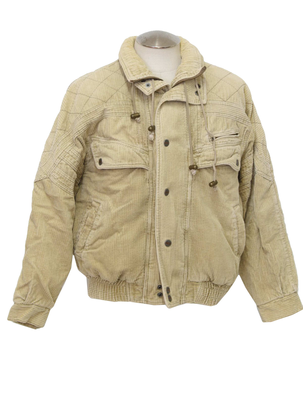 90s Vintage Attrak Jacket: 90s -Attrak- Mens light tan cotton polyester ...