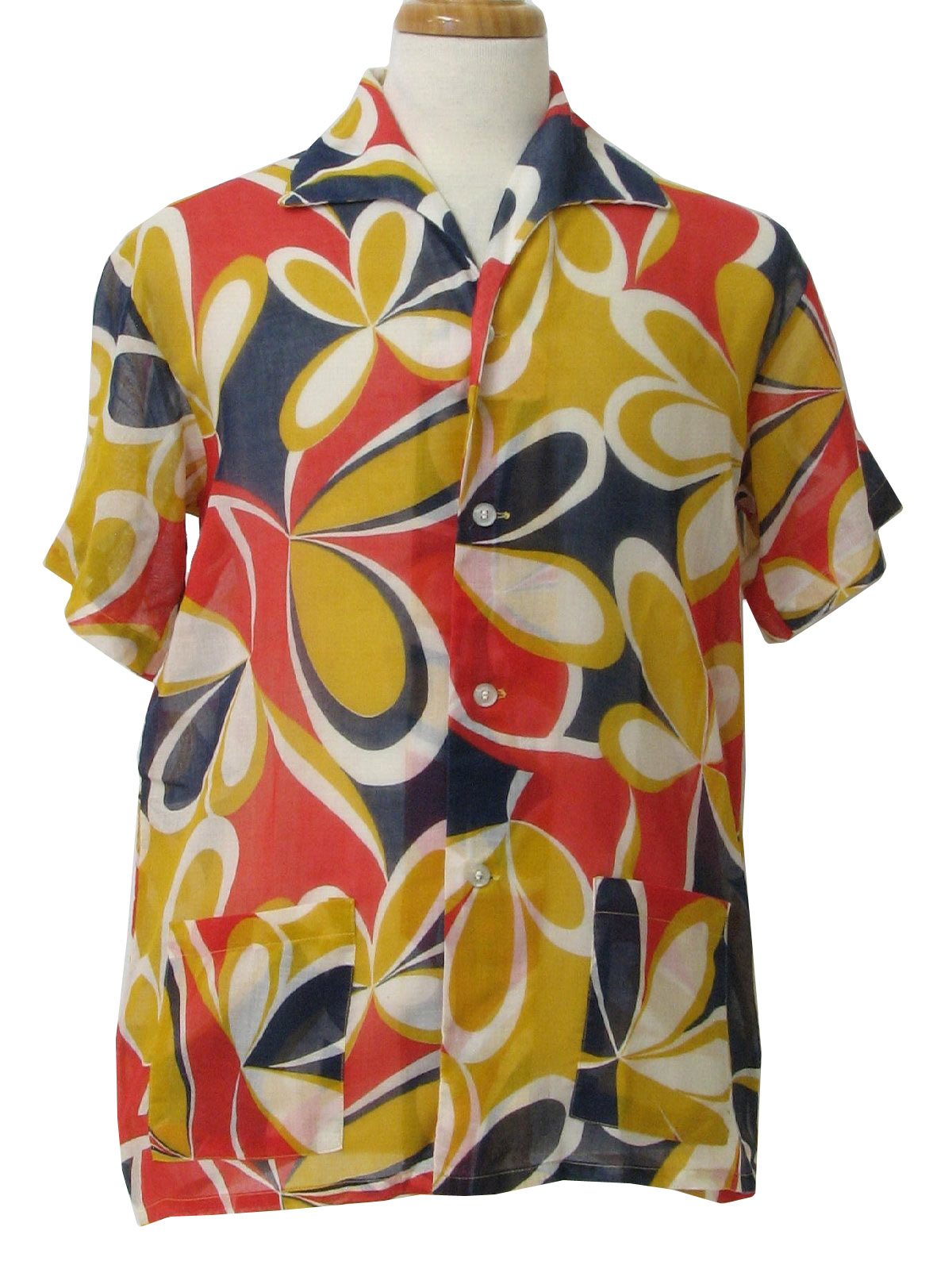 Vintage Pleetway 1960s Shirt: 60s -Pleetway- Mens navy blue, red ...