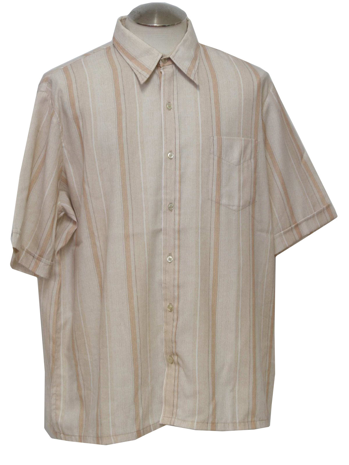 1970's Retro Shirt: 70s -Da Vinci- Mens tan, white, brown and muted ...