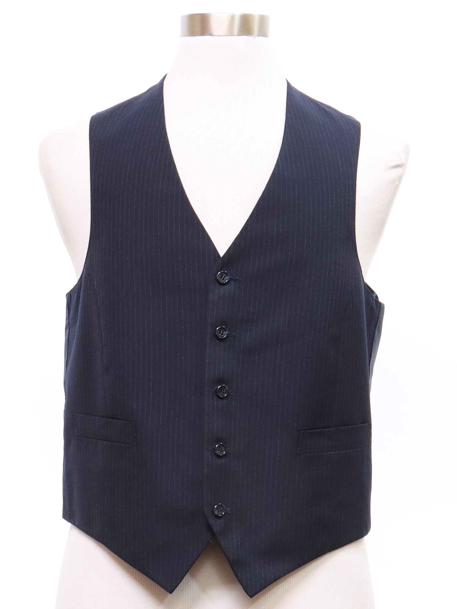 70's Vintage Suit: 70s -Missing Label- Mens dark blue and off white ...
