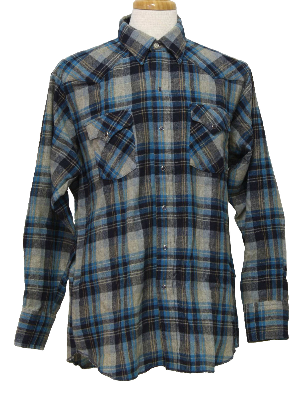 Vintage 80s Western Shirt: 80s -Panhandle Slim- Mens navy blue, grey ...