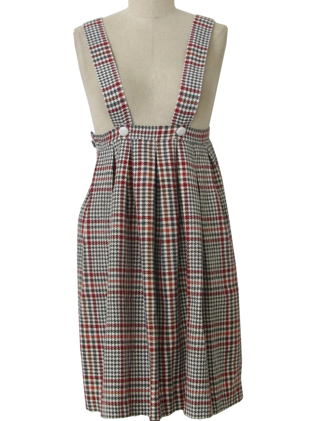 60's Vintage Skirt: 60s -Missing Label- Womens red, grey and off white ...