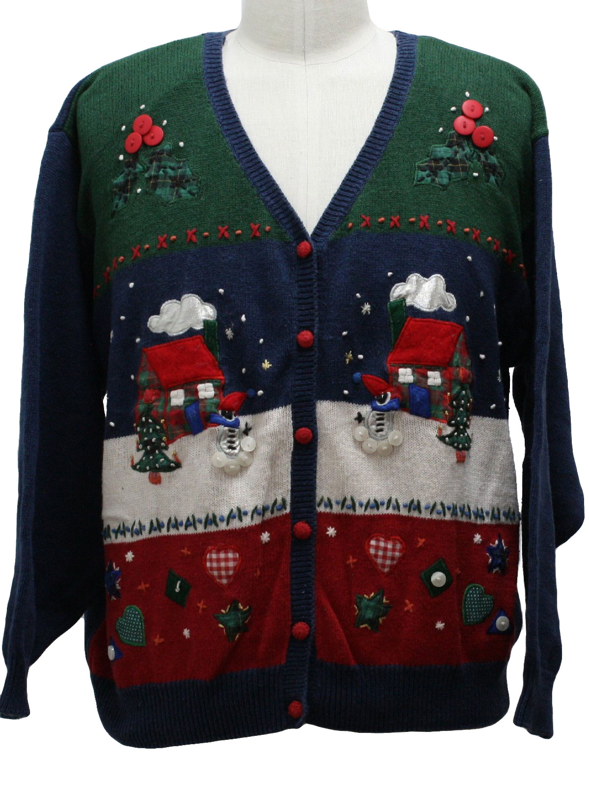 Country Kitsch Ugly Christmas Cardigan Sweater: -Arriviste- Unisex blue ...