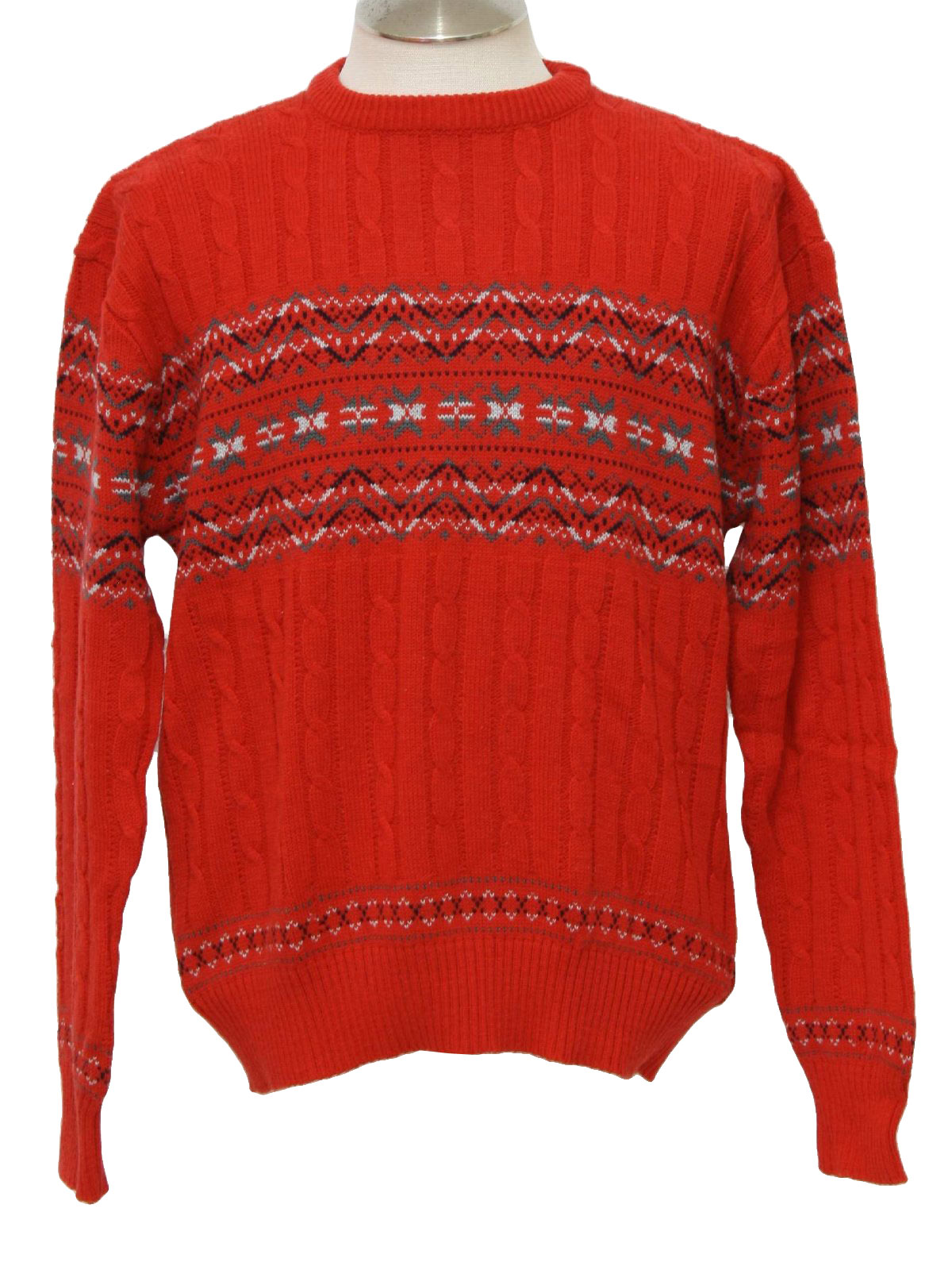 Retro Nineties Sweater: 90s -Eleven Sixty Six- Mens bright red with ...