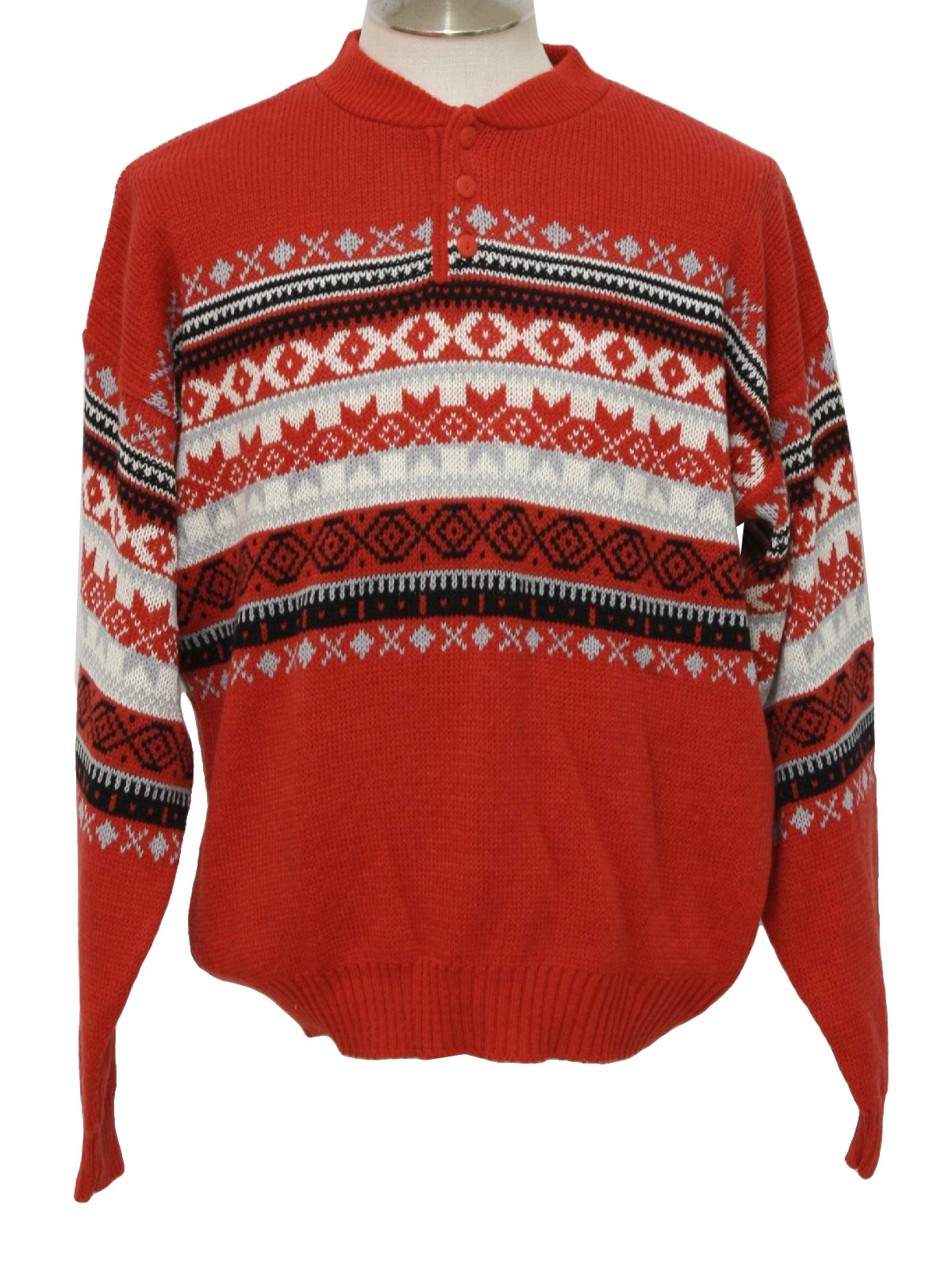 1990's Retro Sweater: 90s -Puritan- Mens red, grey, white and black ...