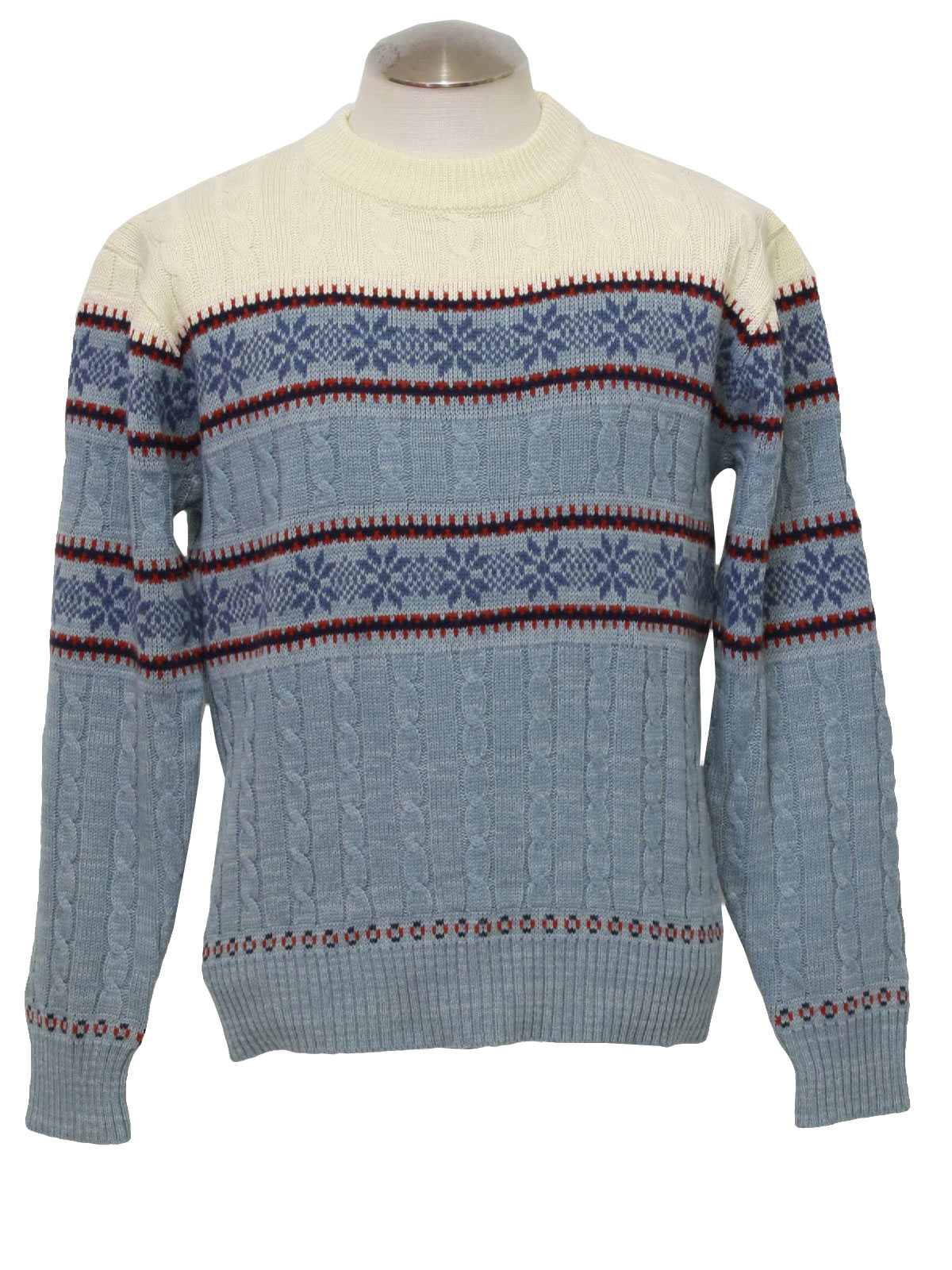 Retro 1980's Sweater (Trent) : Early 80s -Trent- Mens off white, light ...