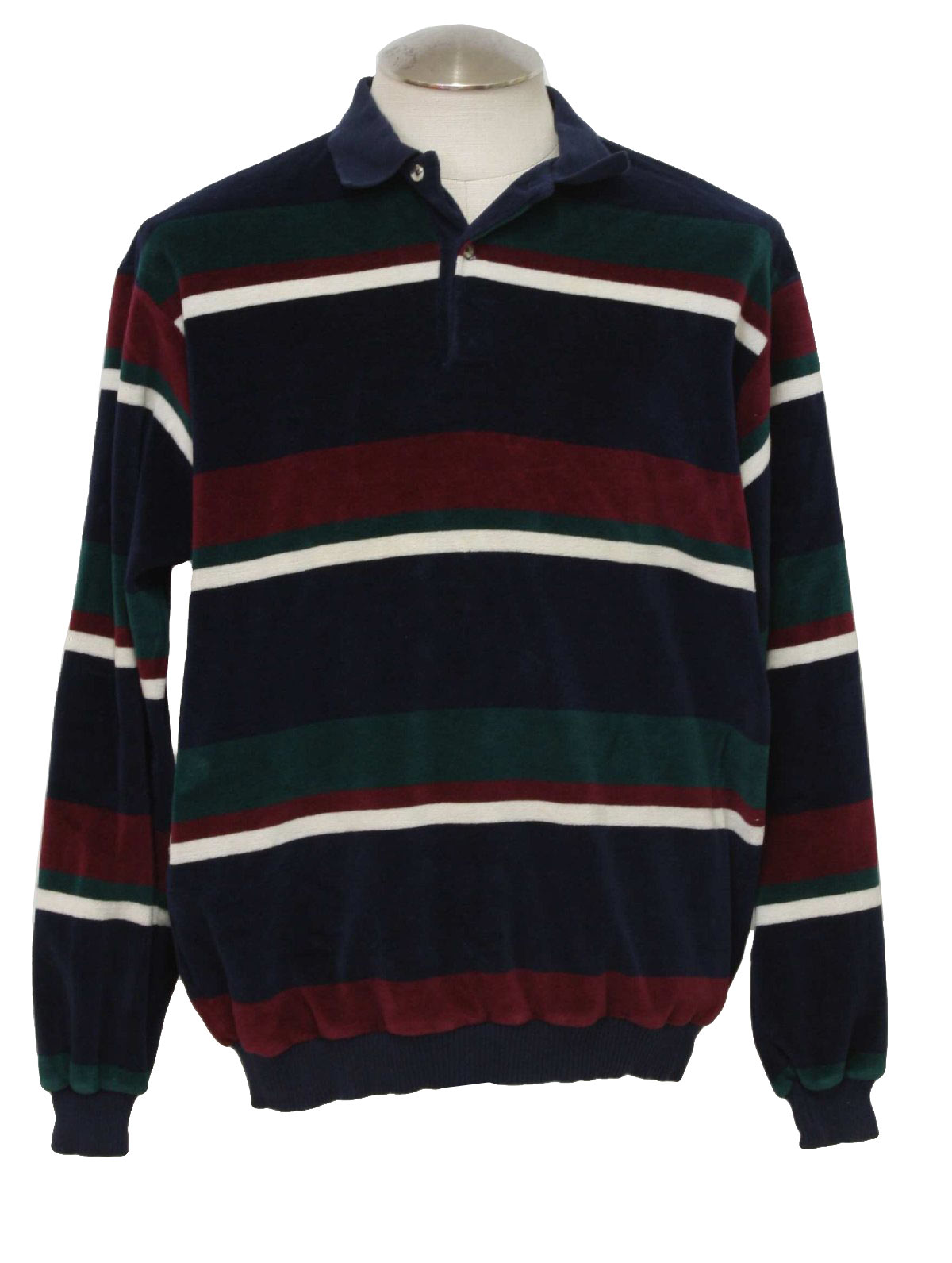 1980s Vintage Velour Shirt: 80s -Chesterfield- Mens green, white, navy ...
