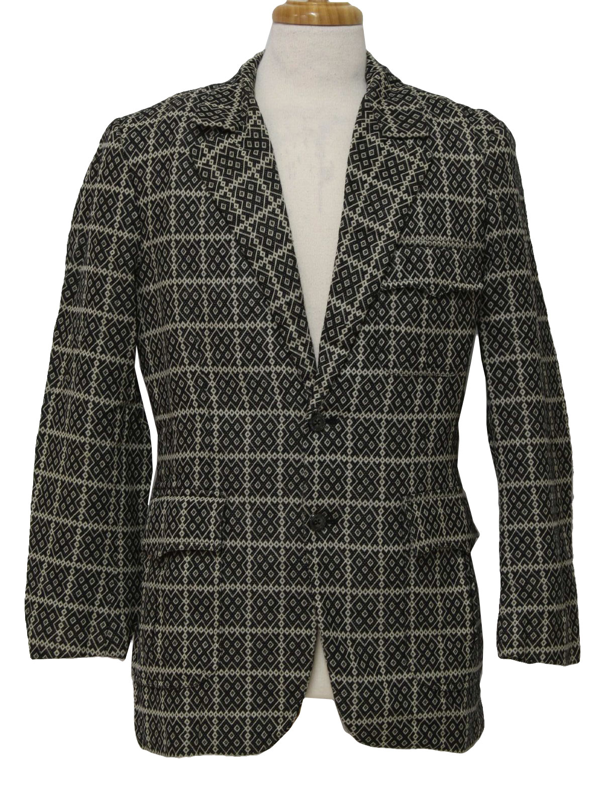 70's Vintage Jacket: 70s -Missing Label- Mens black and off white ...