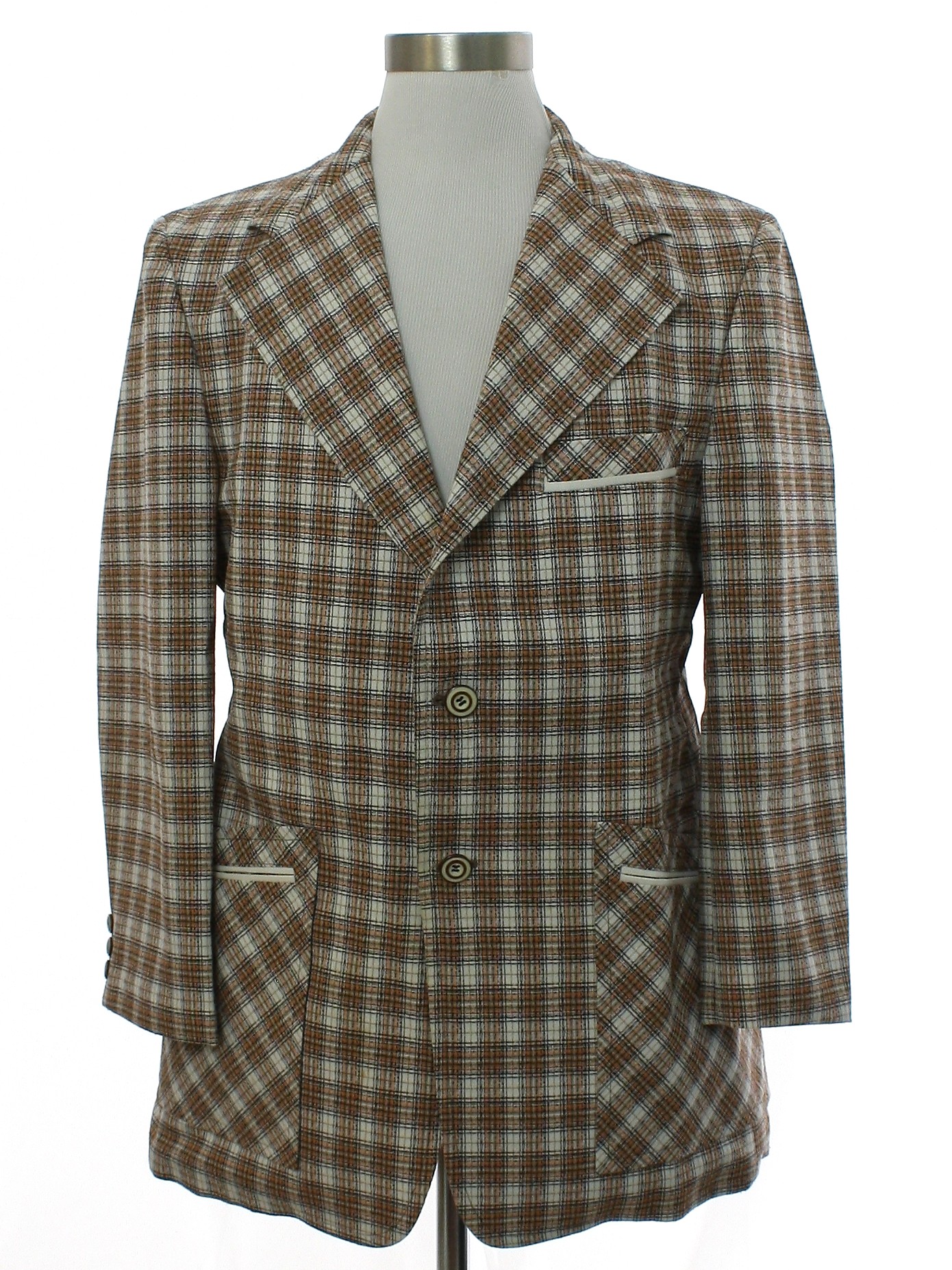 Vintage 70s Jacket: 70s -His- Mens earthtone shaded tan, brown, white ...