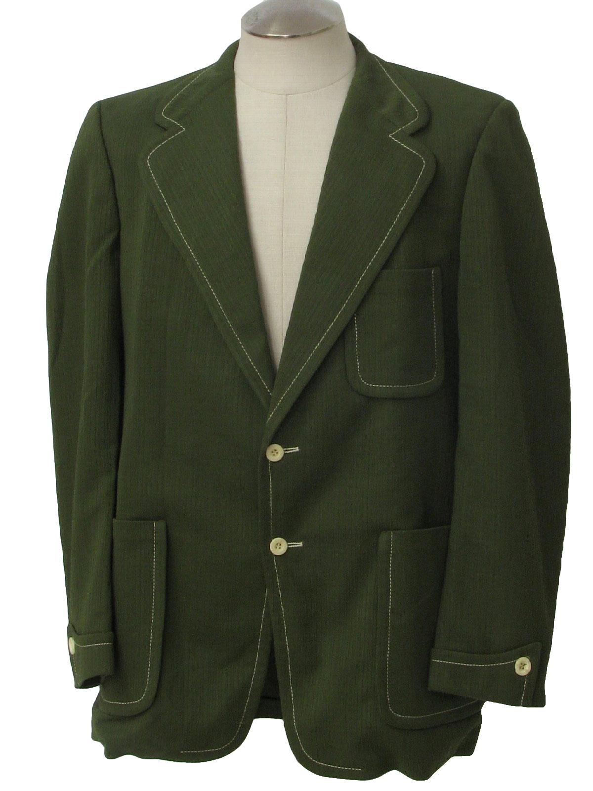 1970's Retro Jacket: 70s -JCPenney- Mens rich olive green textured ...