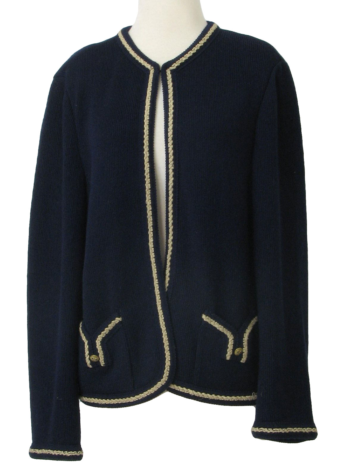 Butte 1970s Vintage Caridgan Sweater: 70s -Butte- Womens deep blue with ...