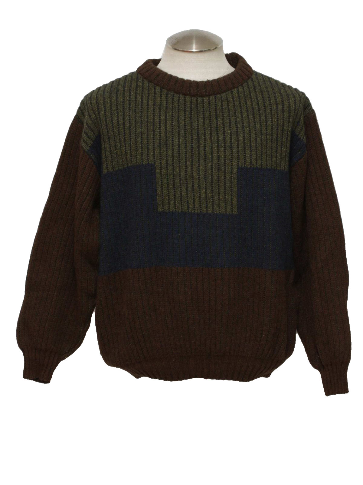Retro 80's Sweater: 80s -Pierre Cardin- Mens olive green, brown, blue ...