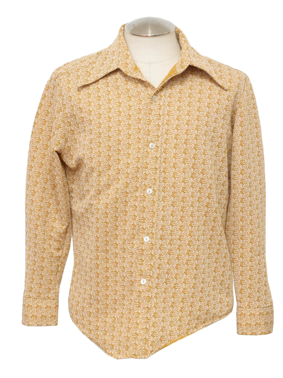 Towncraft 70's Vintage Shirt: 70s -Towncraft- Mens gold and white
